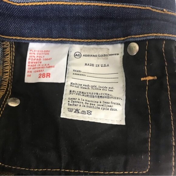 AG Adriano Goldschmied Angel Boot Cut Jeans Whiskering Jean Wide Flare Dark 28 R - Picture 9 of 16
